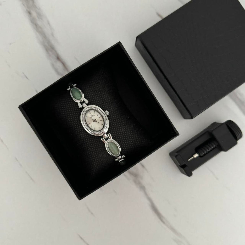 Silver/Green Watch Bracelet