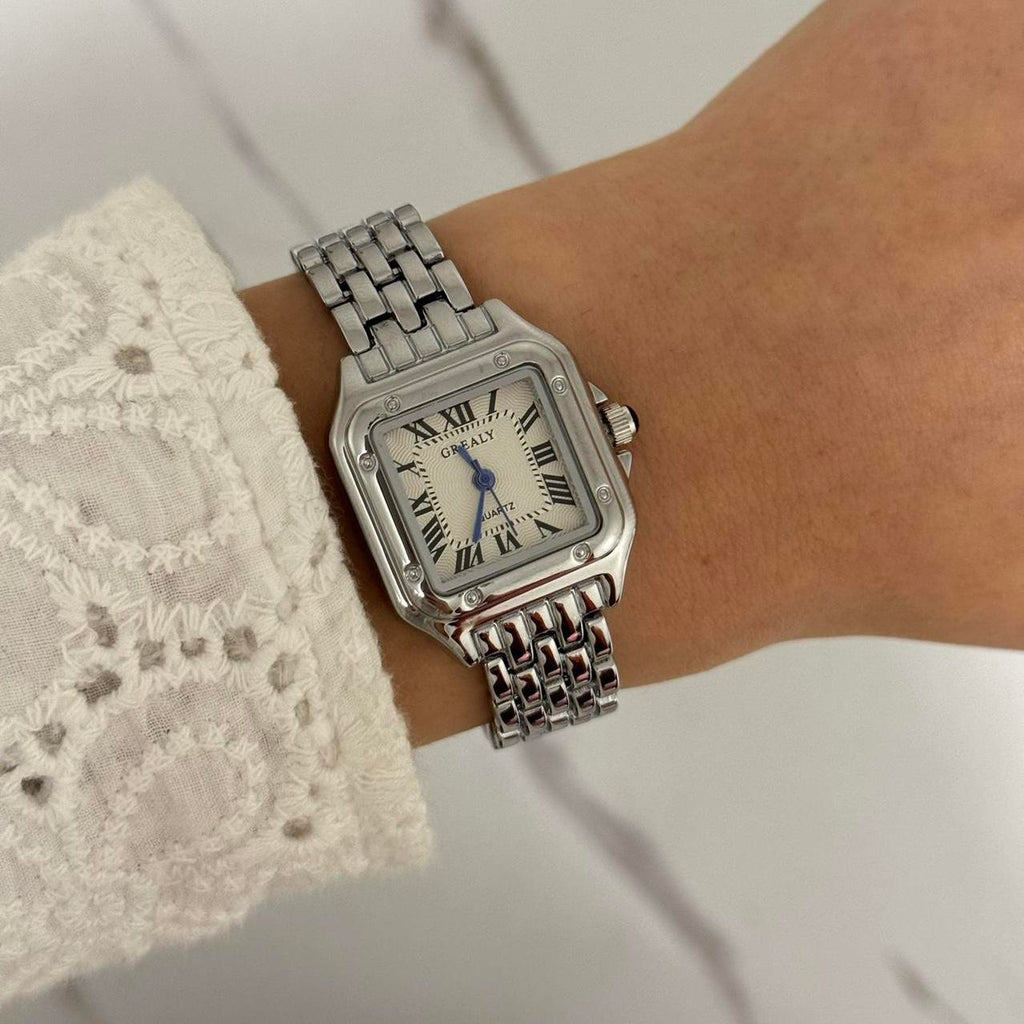 Vintage Style Square Silver Watch