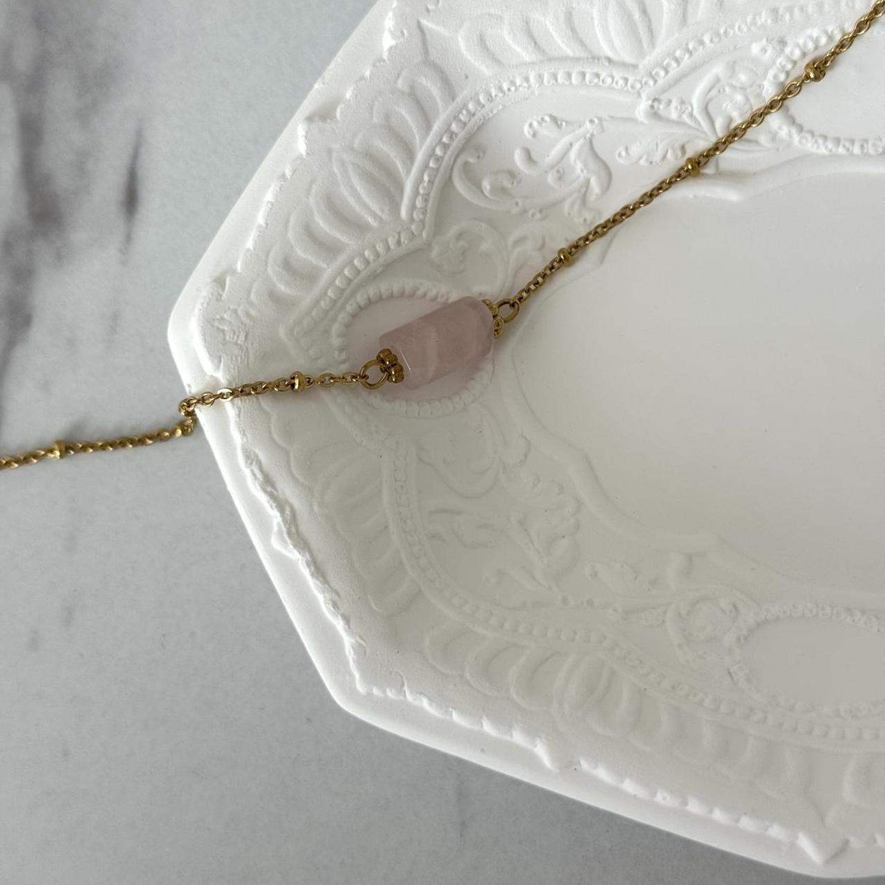 Gold/Pink Quartz Stone Bracelet