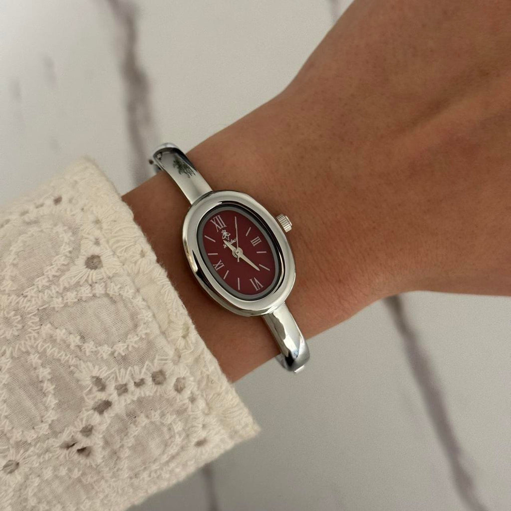 Silver Burgundy Red Watch Catalina