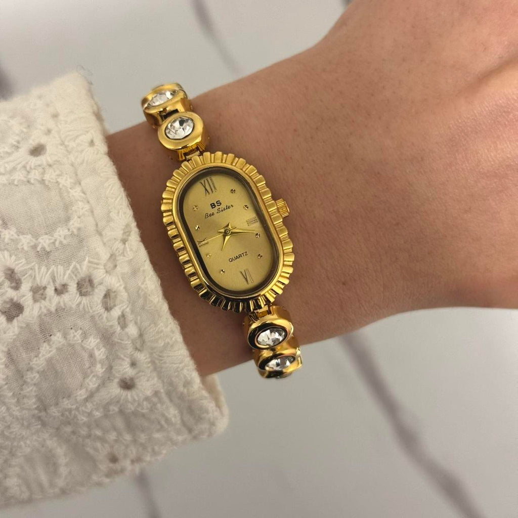 Gold Watch Bracelet Zircon Stones