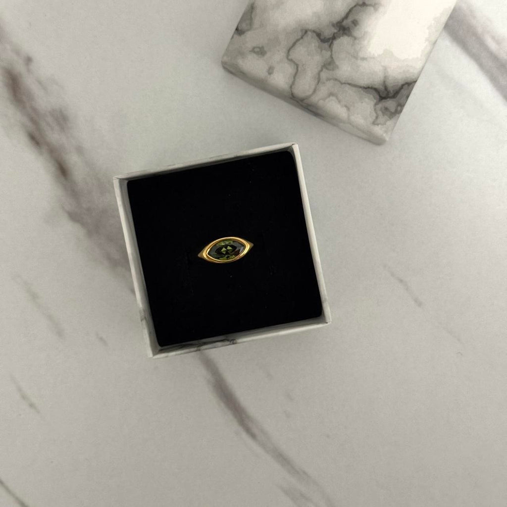 Gold Ring Green Zircon Stone