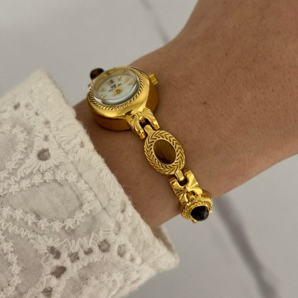 Elina Watch Brown Natural Stone