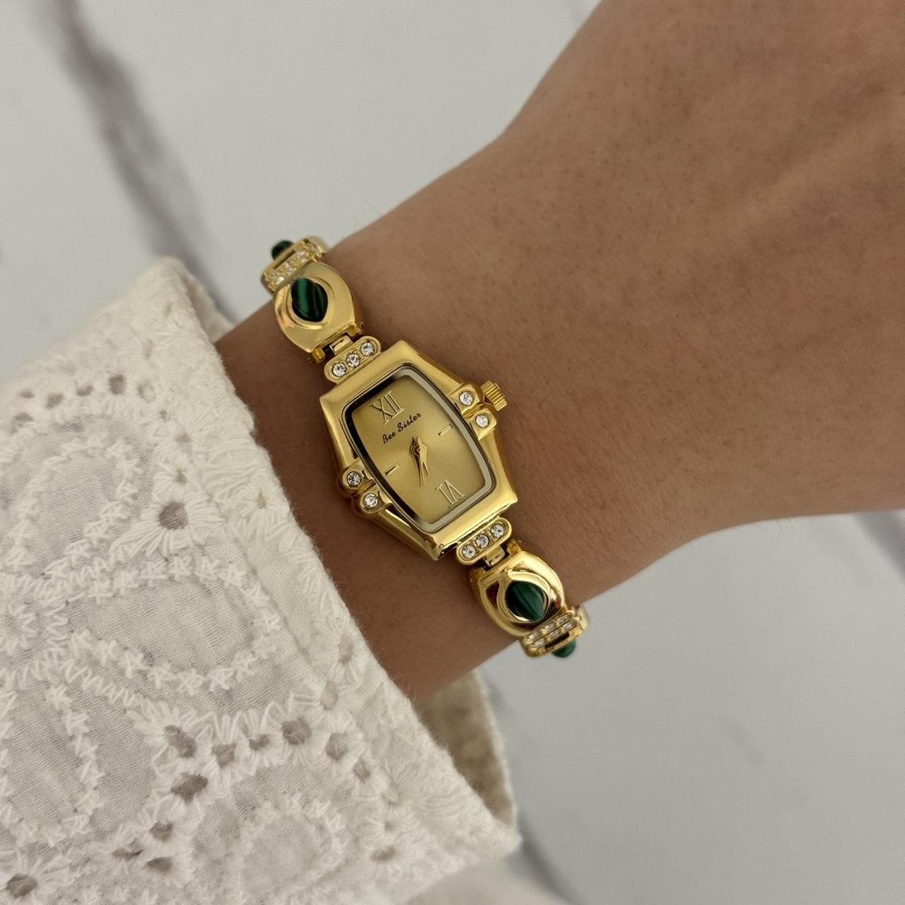 Gold/Multicolour Stones Watch