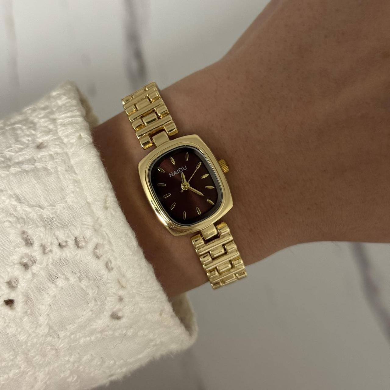Gold/Burgundy Mini Watch