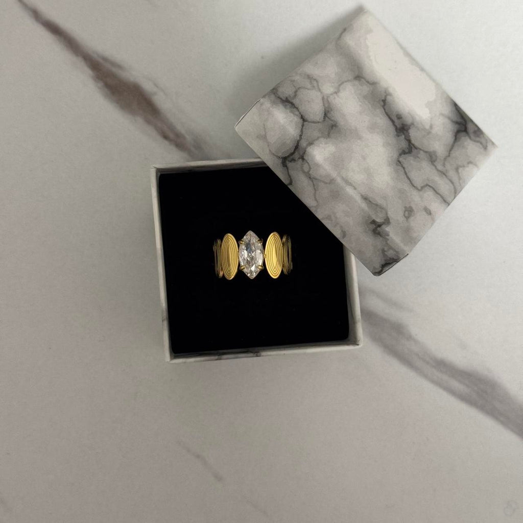 Gold Zircon Stone Solitaire Ring