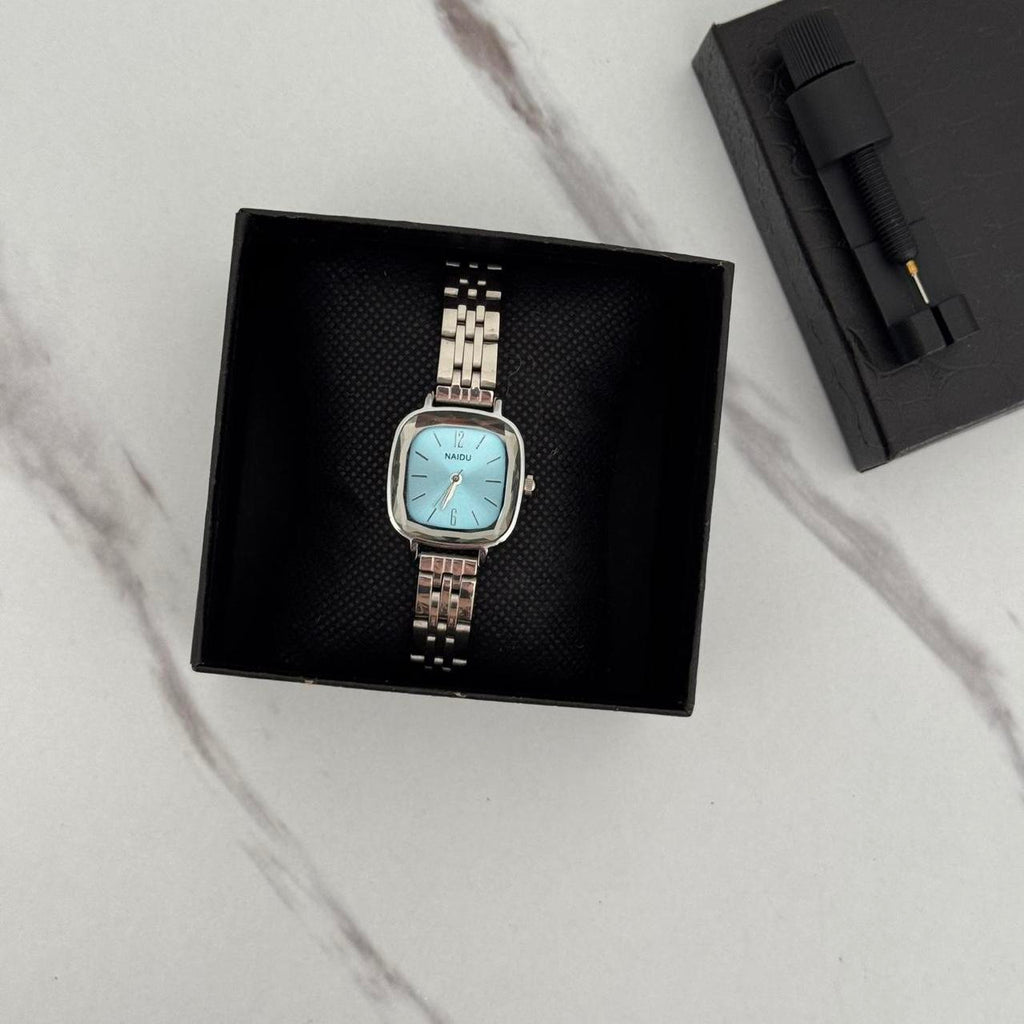 Square Silver/Blue Watch
