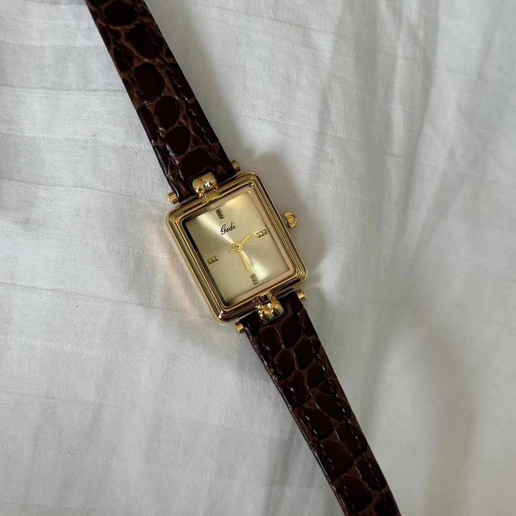 Square Brown/Gold Watch