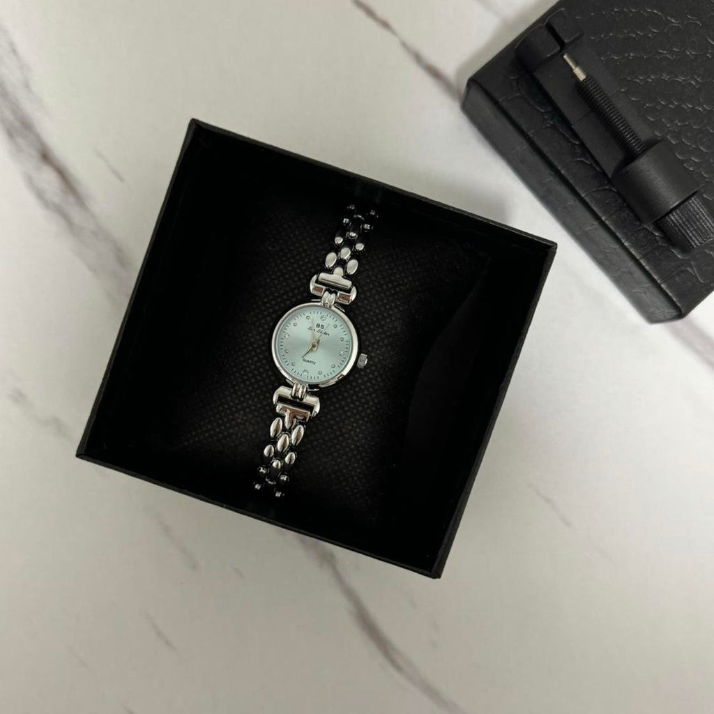 Mini Silver Baby Blue Watch Bracelet