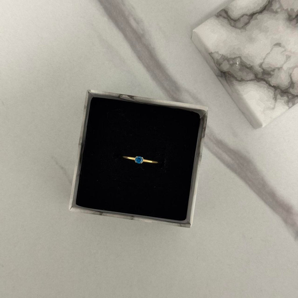 Gold/Blue Zircon Stone Ring