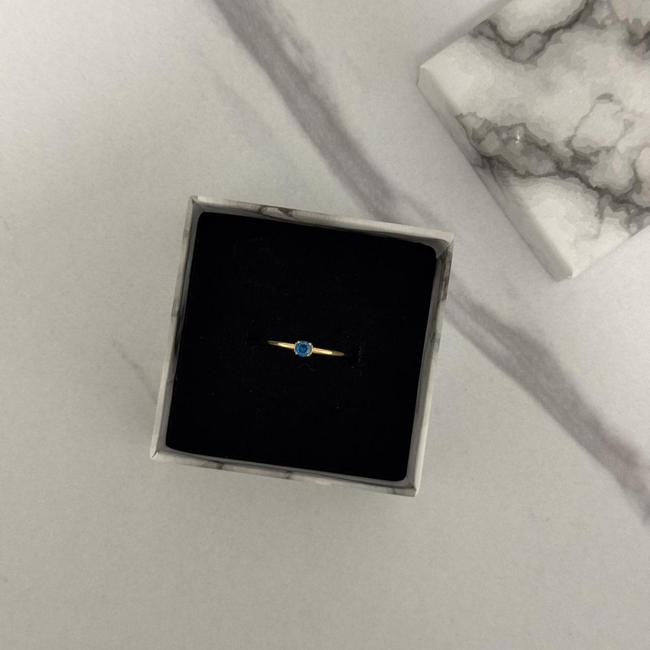 Gold/Blue Zircon Stone Ring