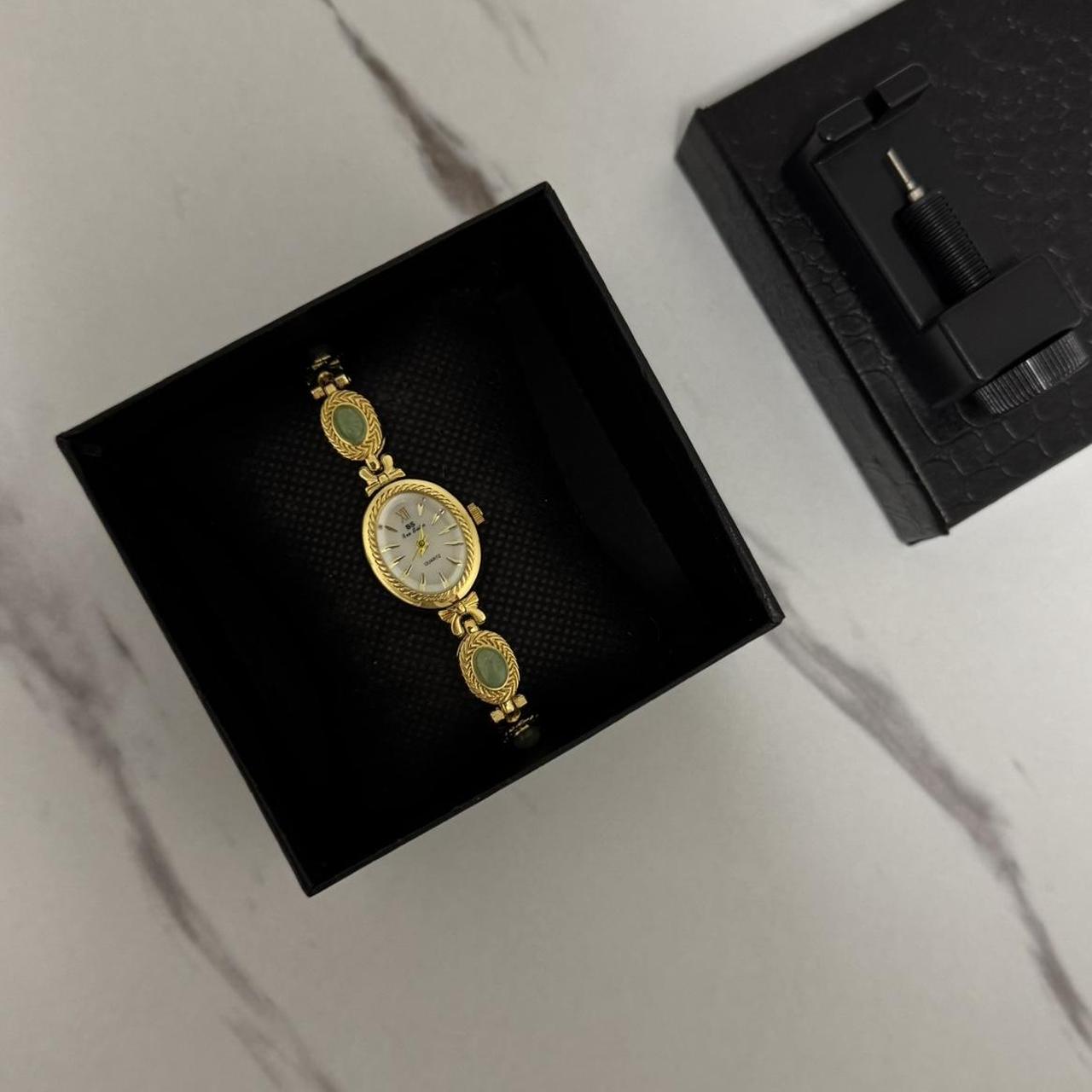 Elina Gold/Green Stones Mini Watch