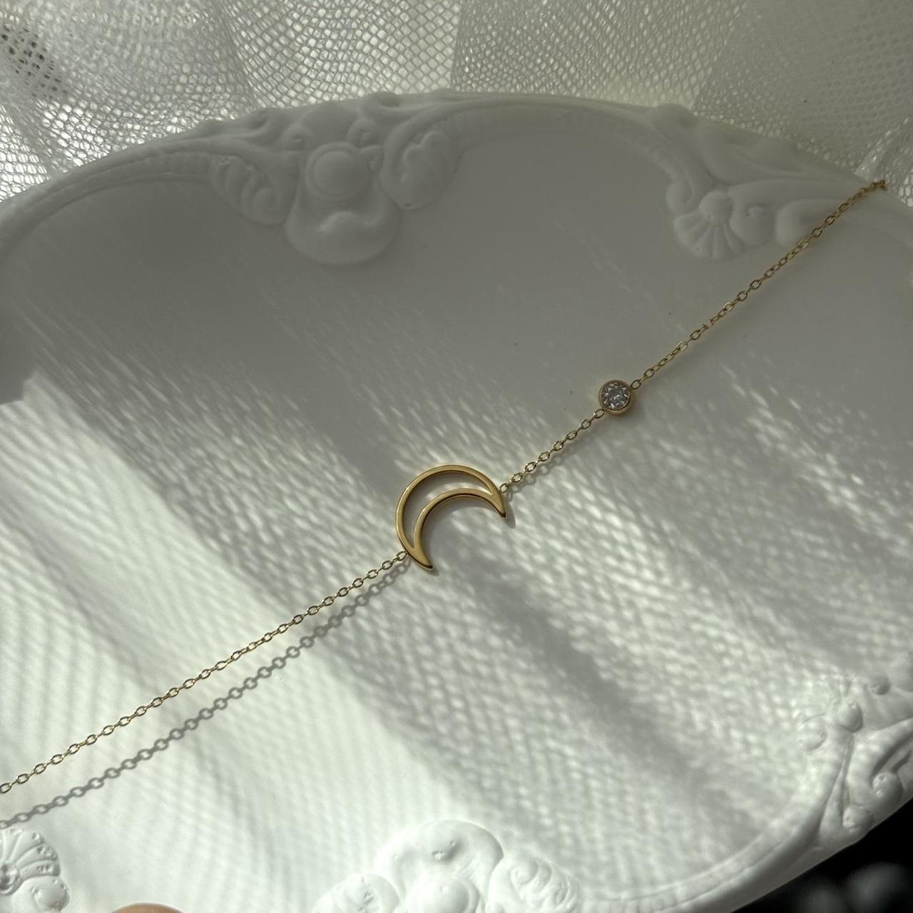 Gold Moon Shape Zircon Stone Bracelet