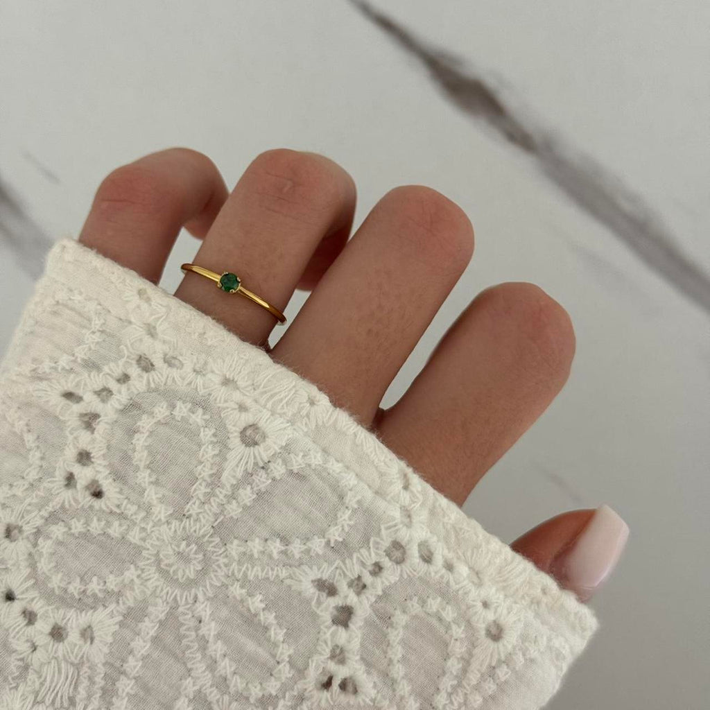 Gold/Green Zircon Stone Ring