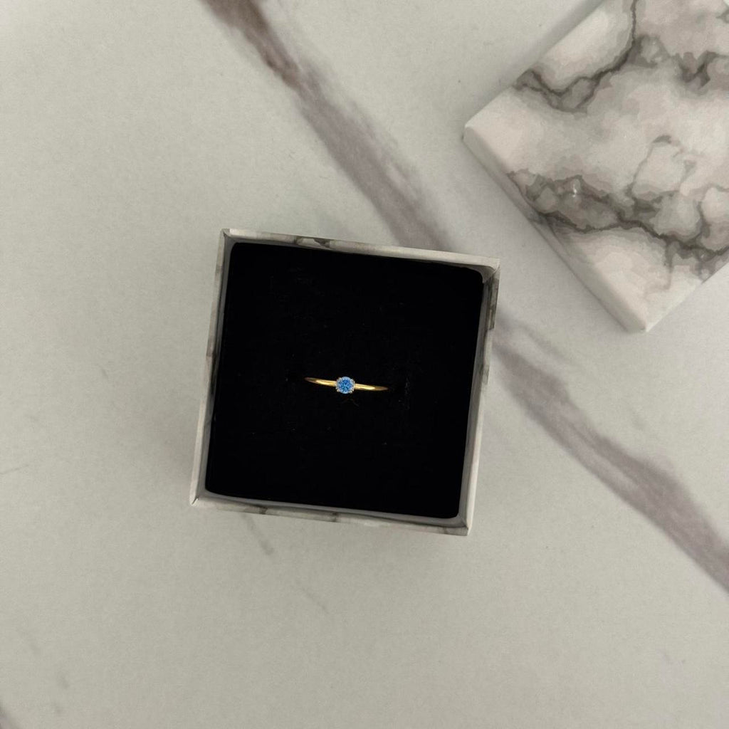 Gold Ring Sky Blue Zircon Stone