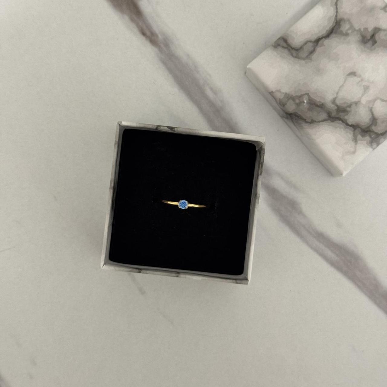 Gold Ring Sky Blue Zircon Stone