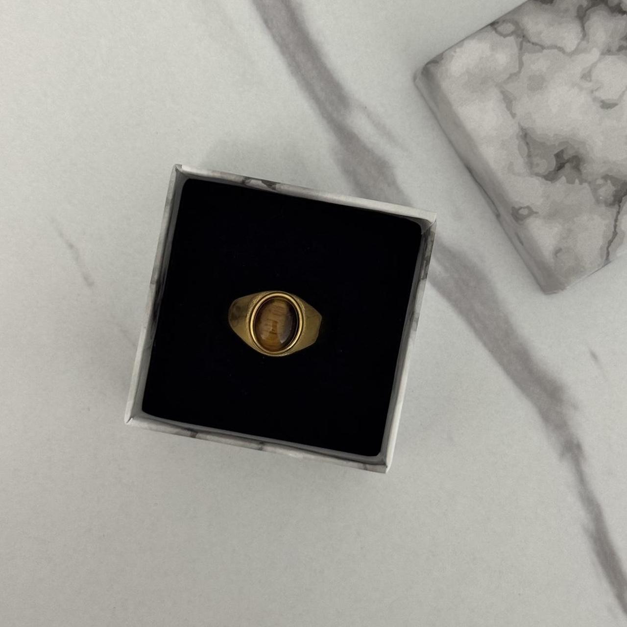 Gold Ring Brown Tiger Stone