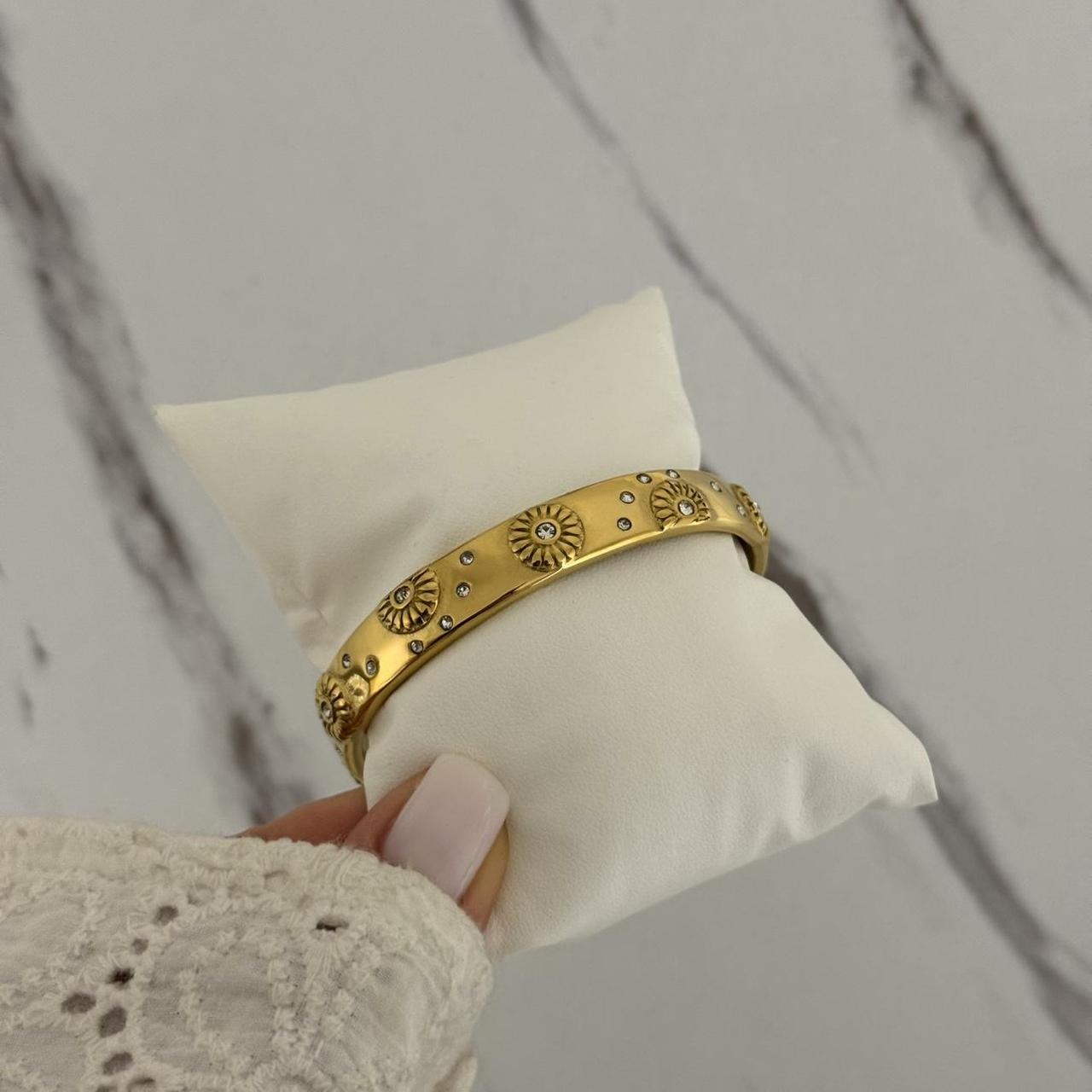 Vintage Vibe Gold Sun Flowers Zircon Stones Bracelet