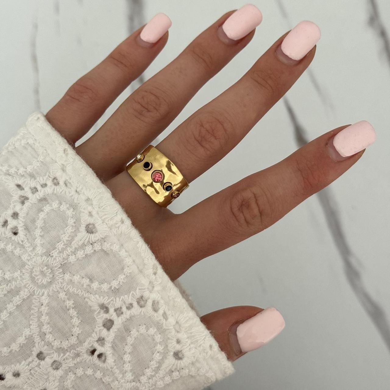 Wide Gold Multicolour Zirconium Stones Ring