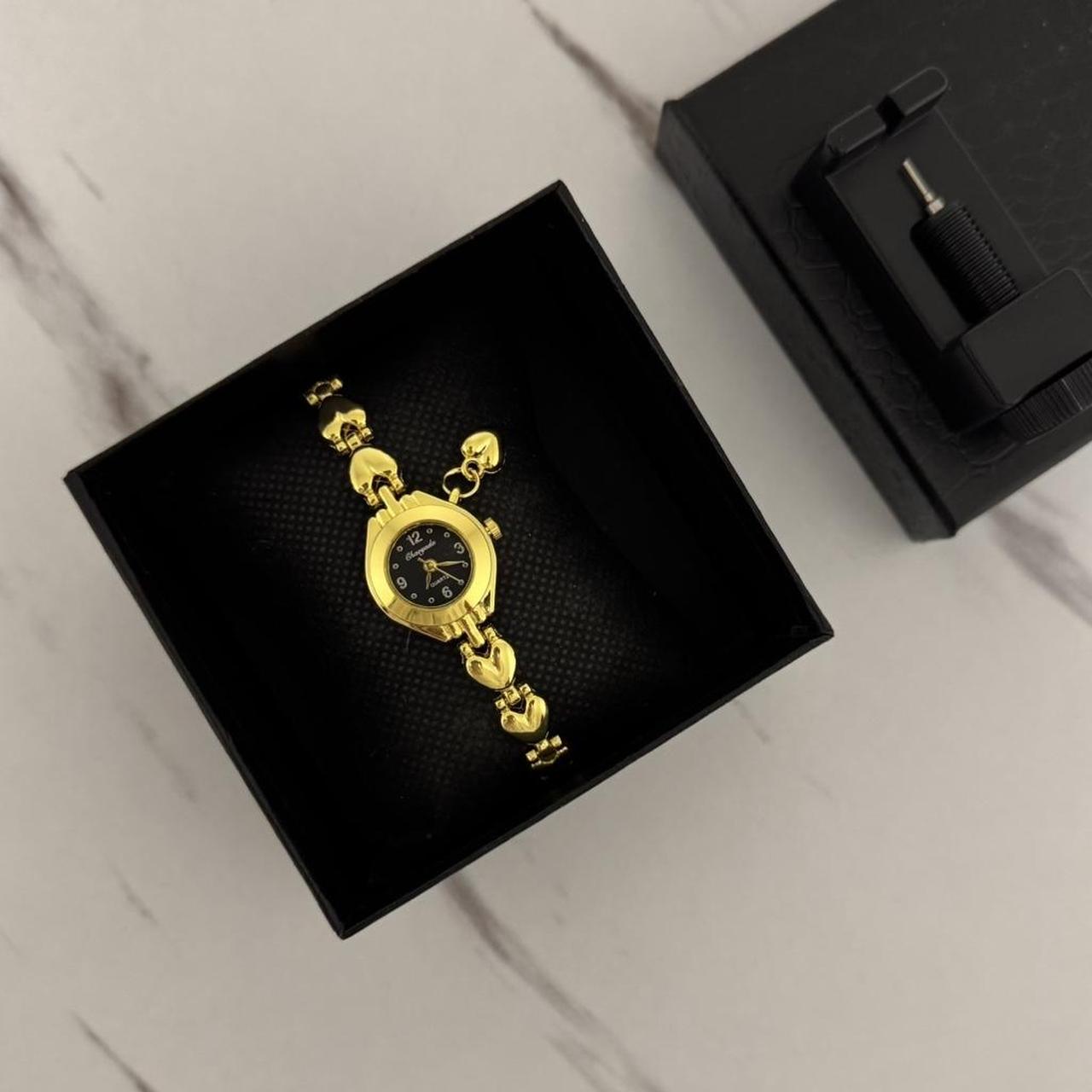 Gold/Black Mini Watch Heart Charm