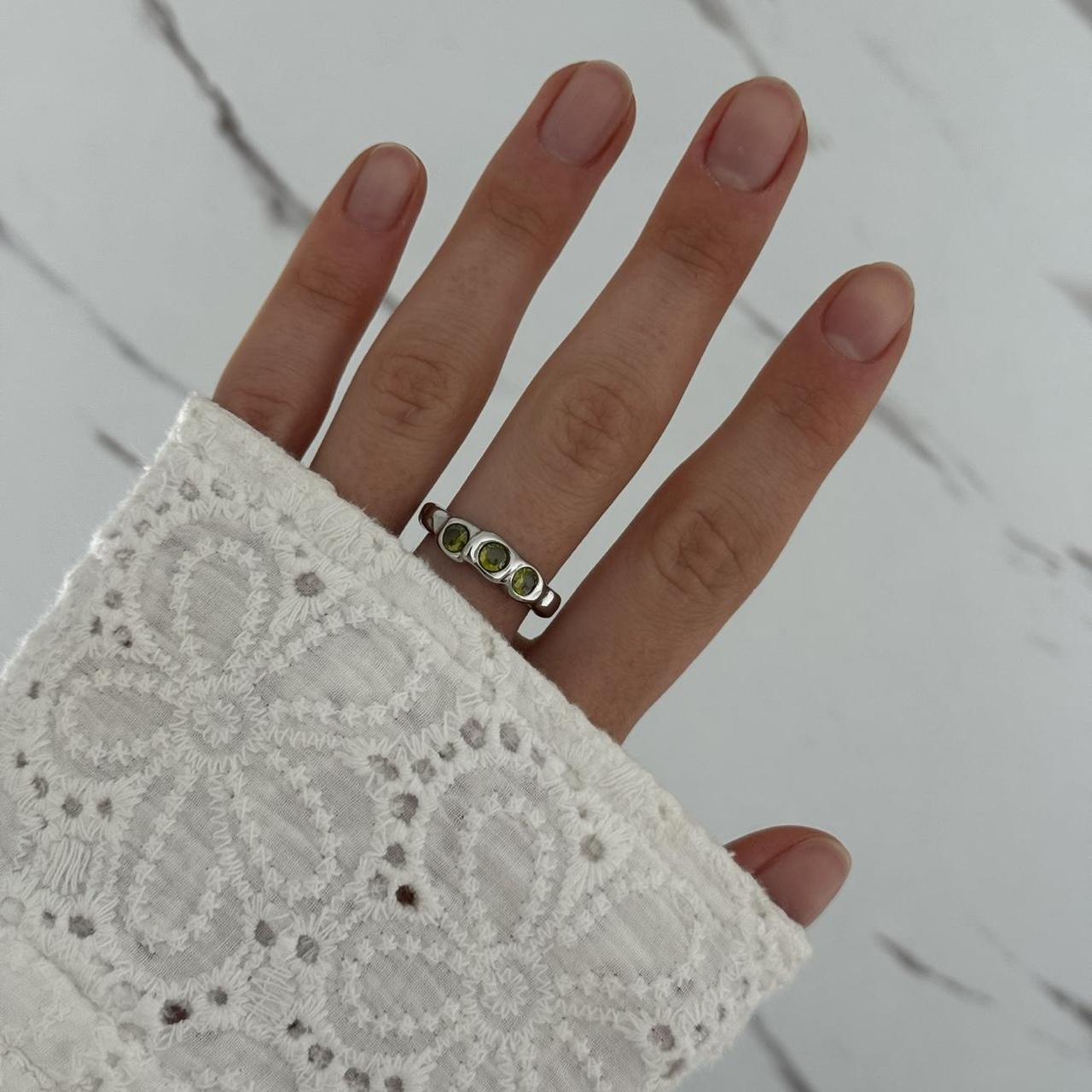 Silver Ring Green Zircon Stone