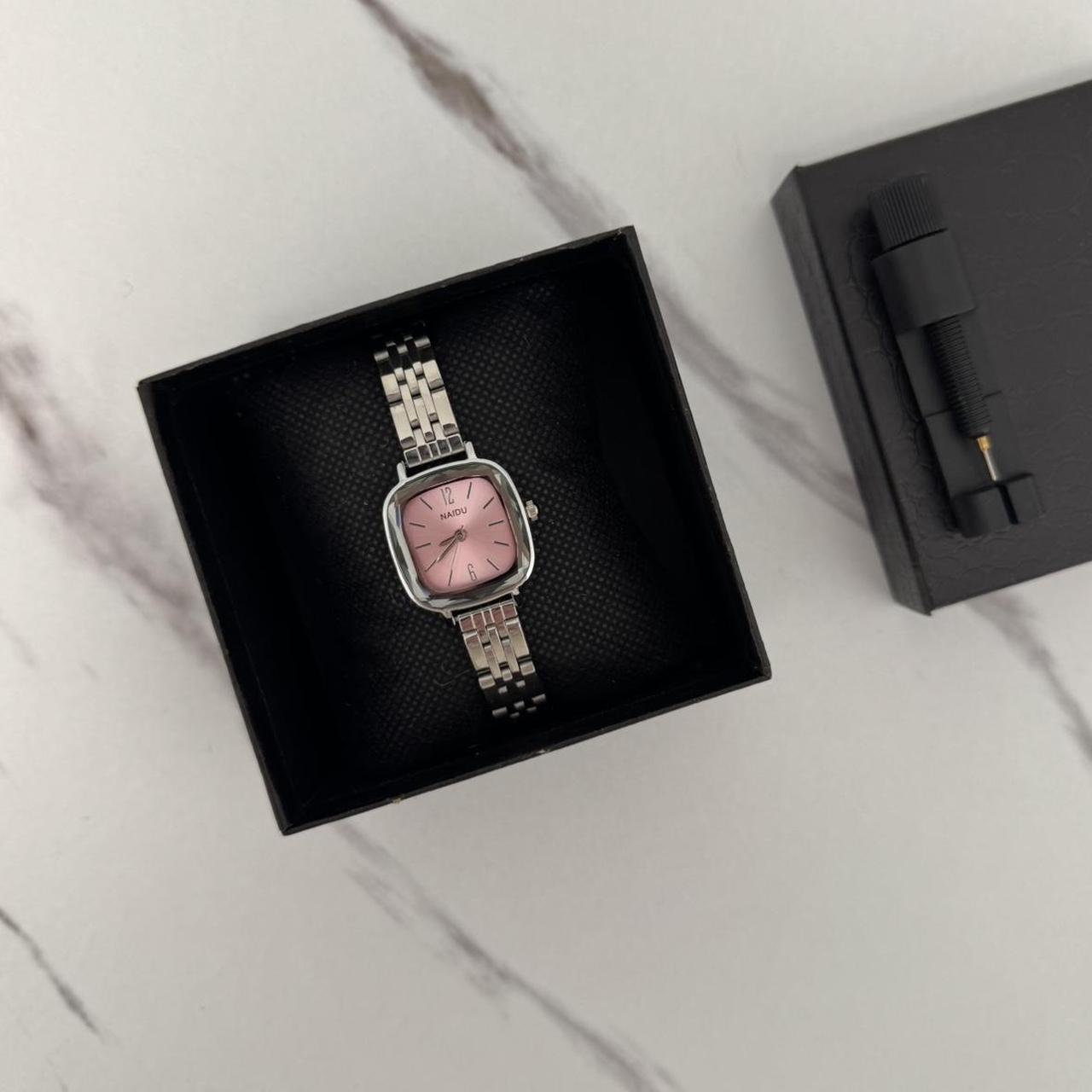 Cute ,vintage style , silver / pink watch bracelet