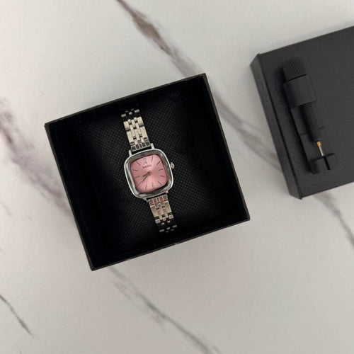 Cute ,vintage style , silver / pink watch bracelet