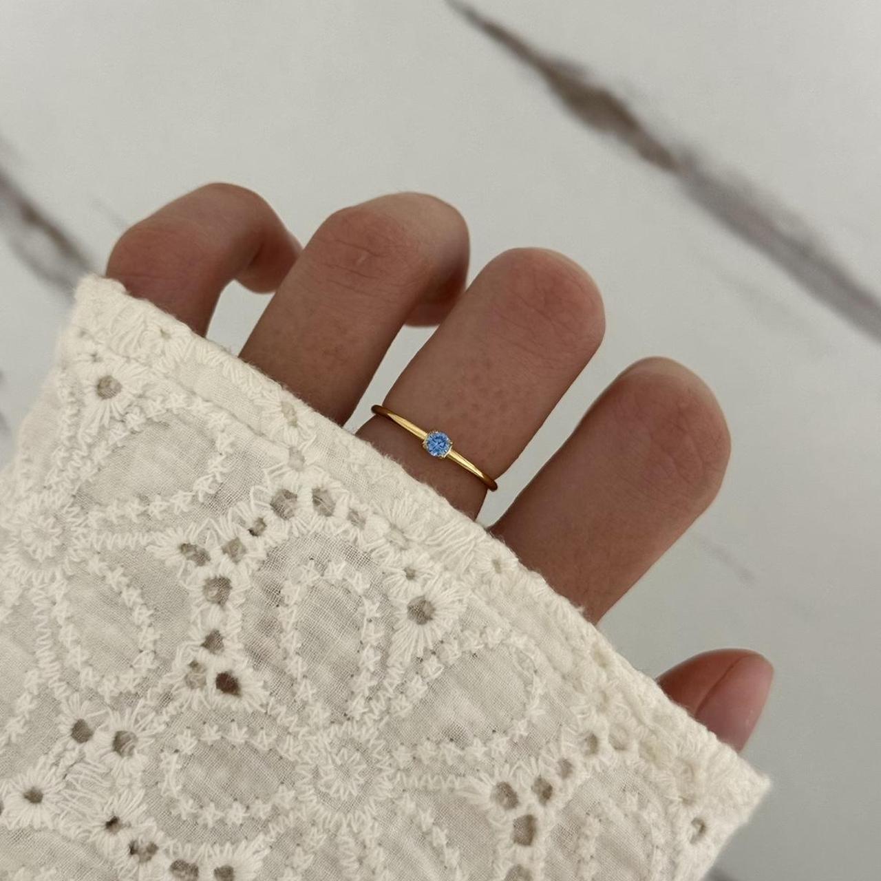 Gold Ring Sky Blue Zircon Stone