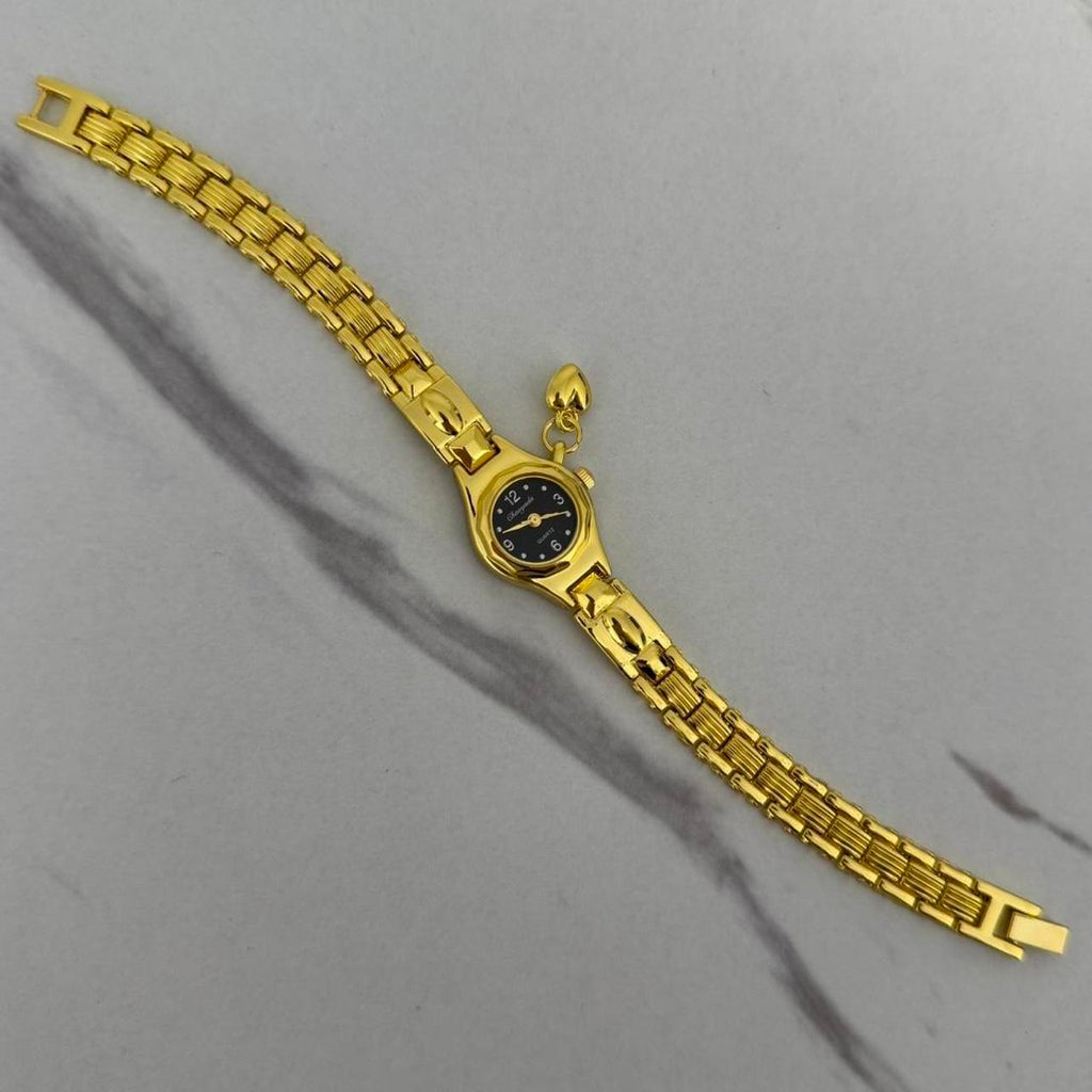 Gold/Black mini Watch Heart Charm