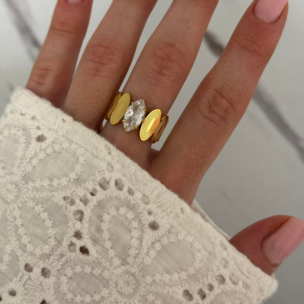 Gold Zircon Stone Solitaire Ring