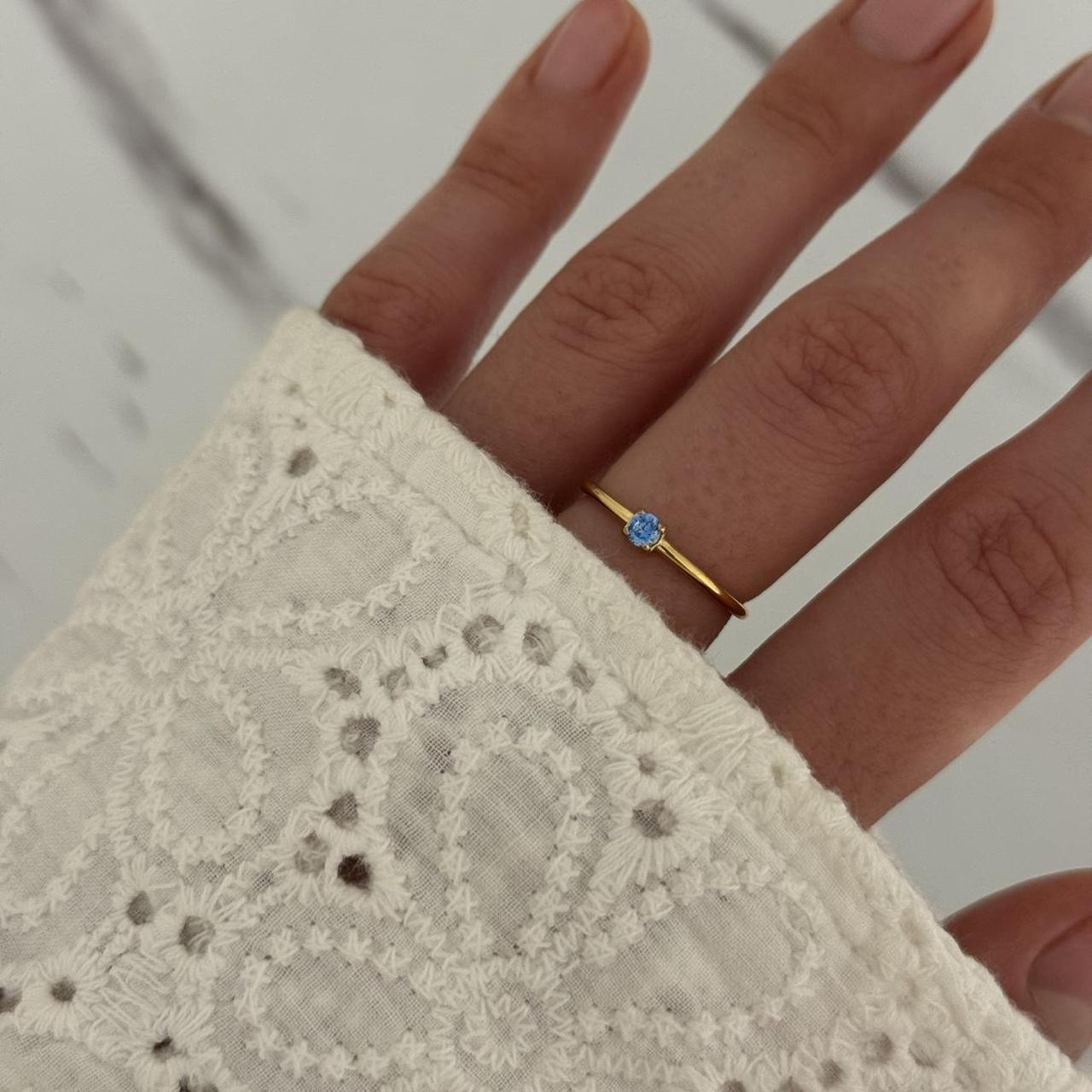 Gold Ring Sky Blue Zircon Stone