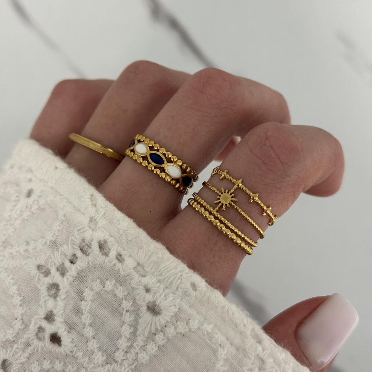 Set 3 Gold/Blue/White Rings