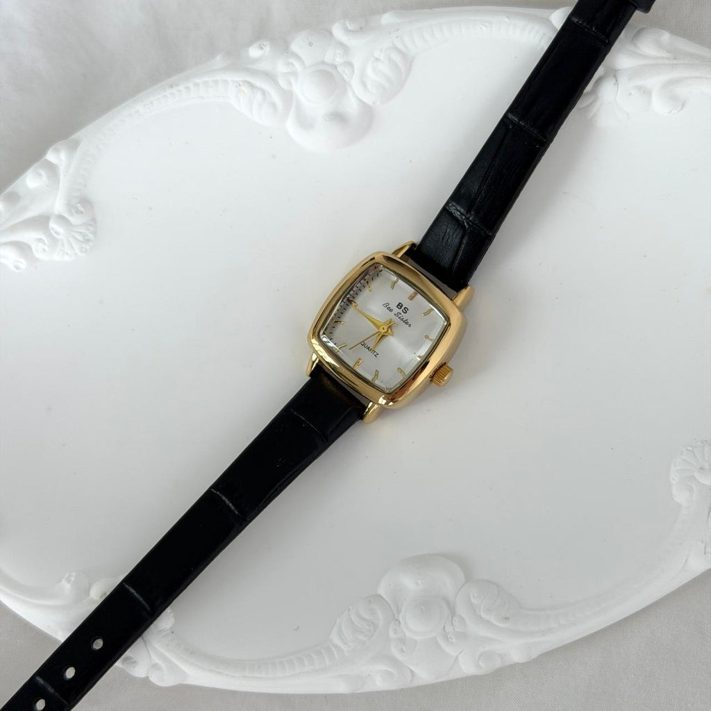 Gold/White Square Watch Leather Band