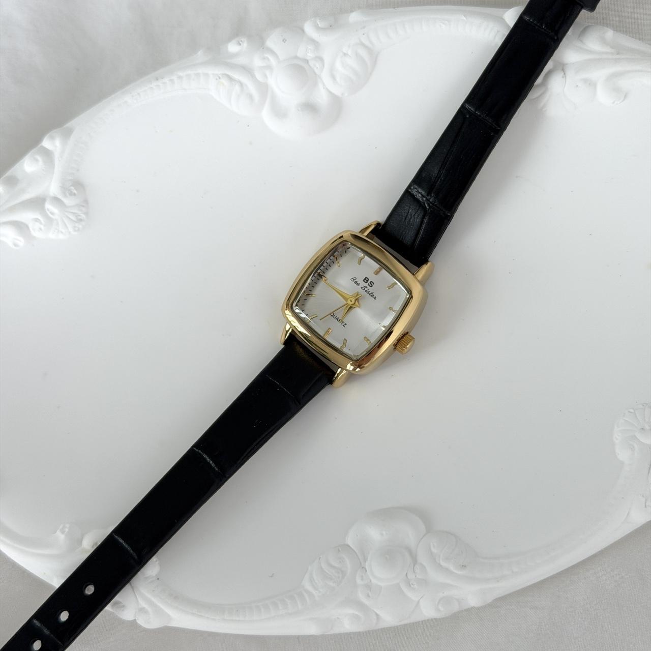 Gold/White Square Watch Leather Band