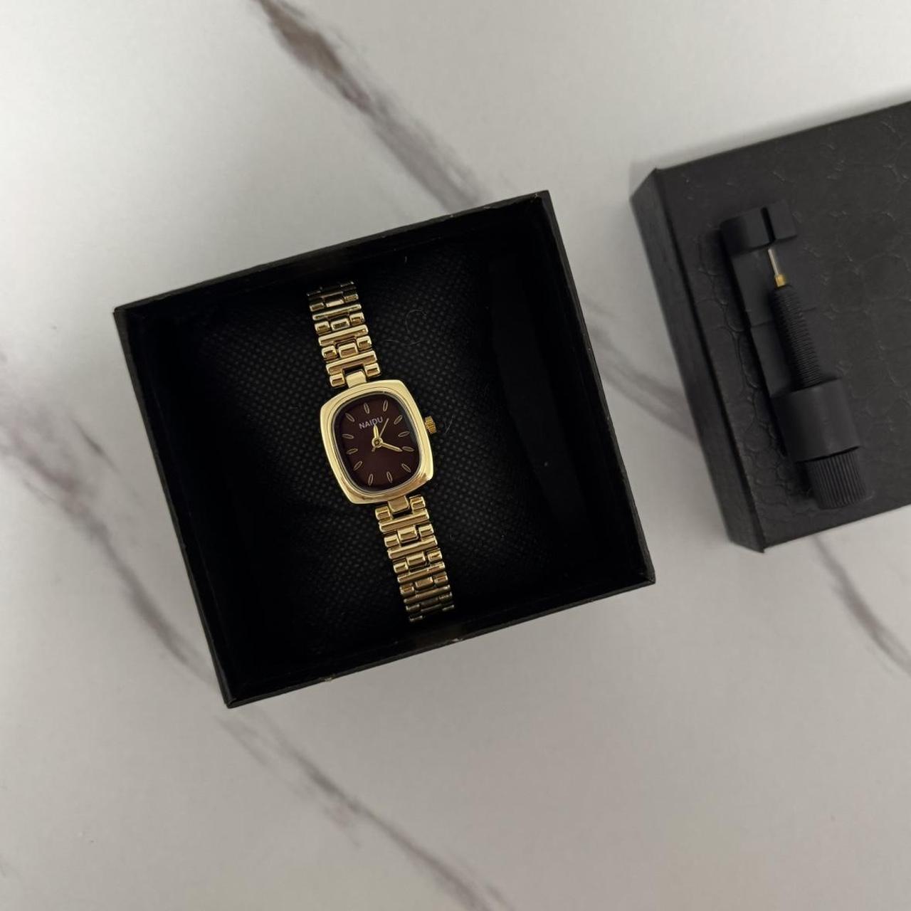 Gold/Burgundy Mini Watch