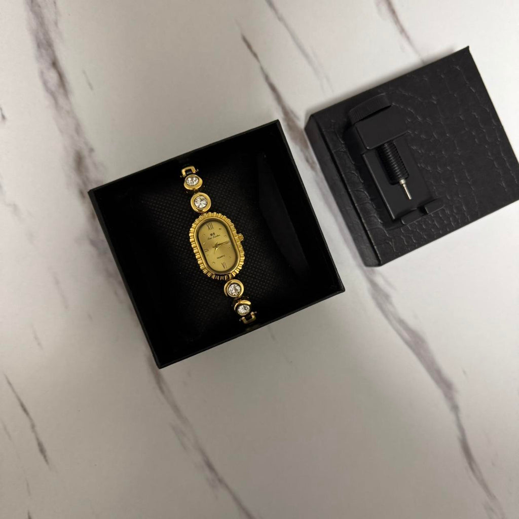 Gold Watch Bracelet Zircon Stones