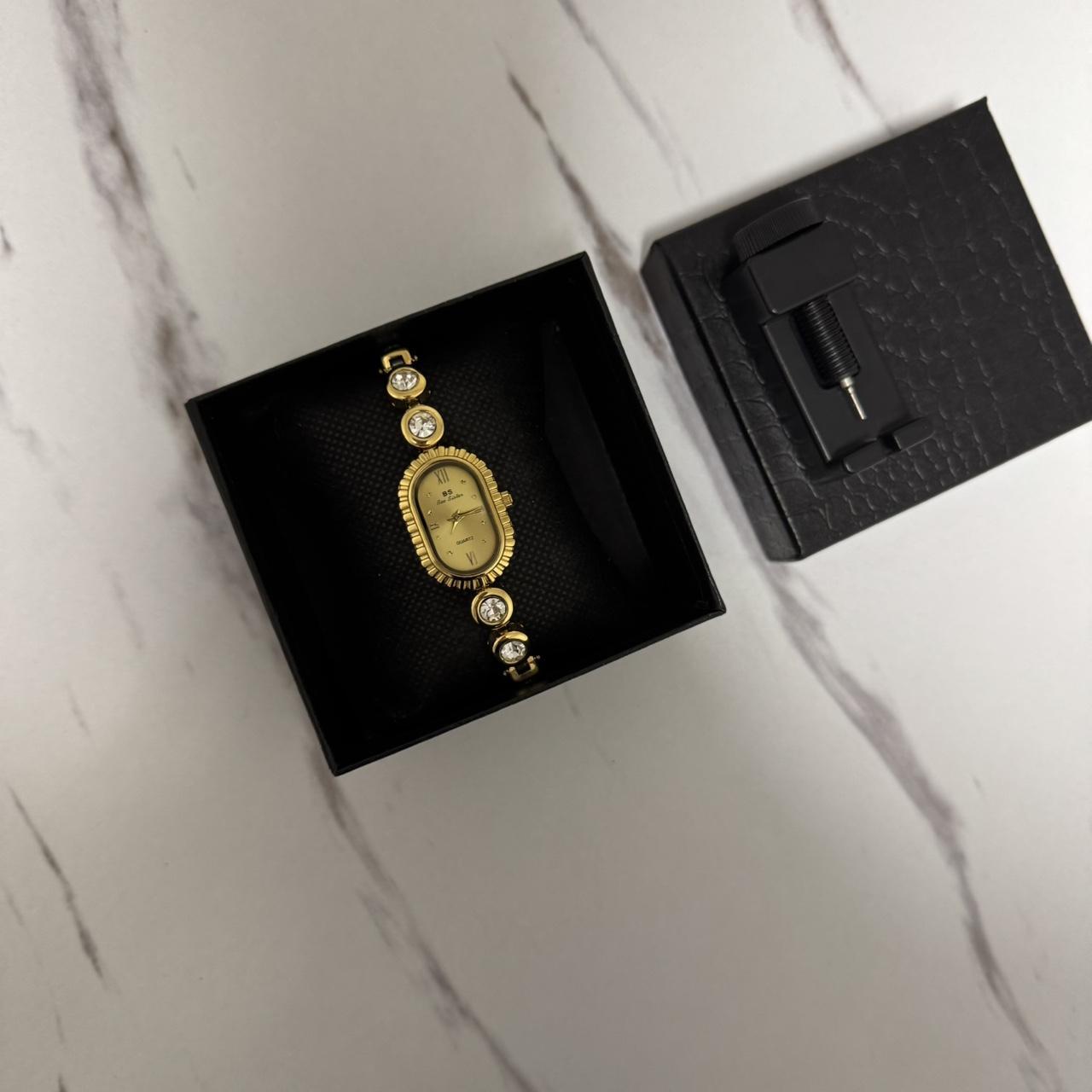 Gold Watch Bracelet Zircon Stones