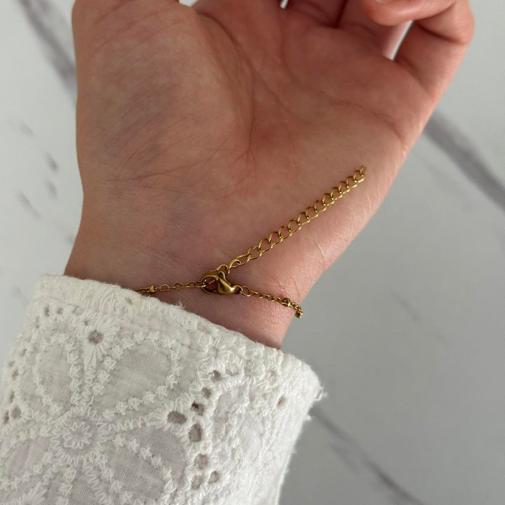 Gold/Sky Blue Aquamarine Stone Bracelet