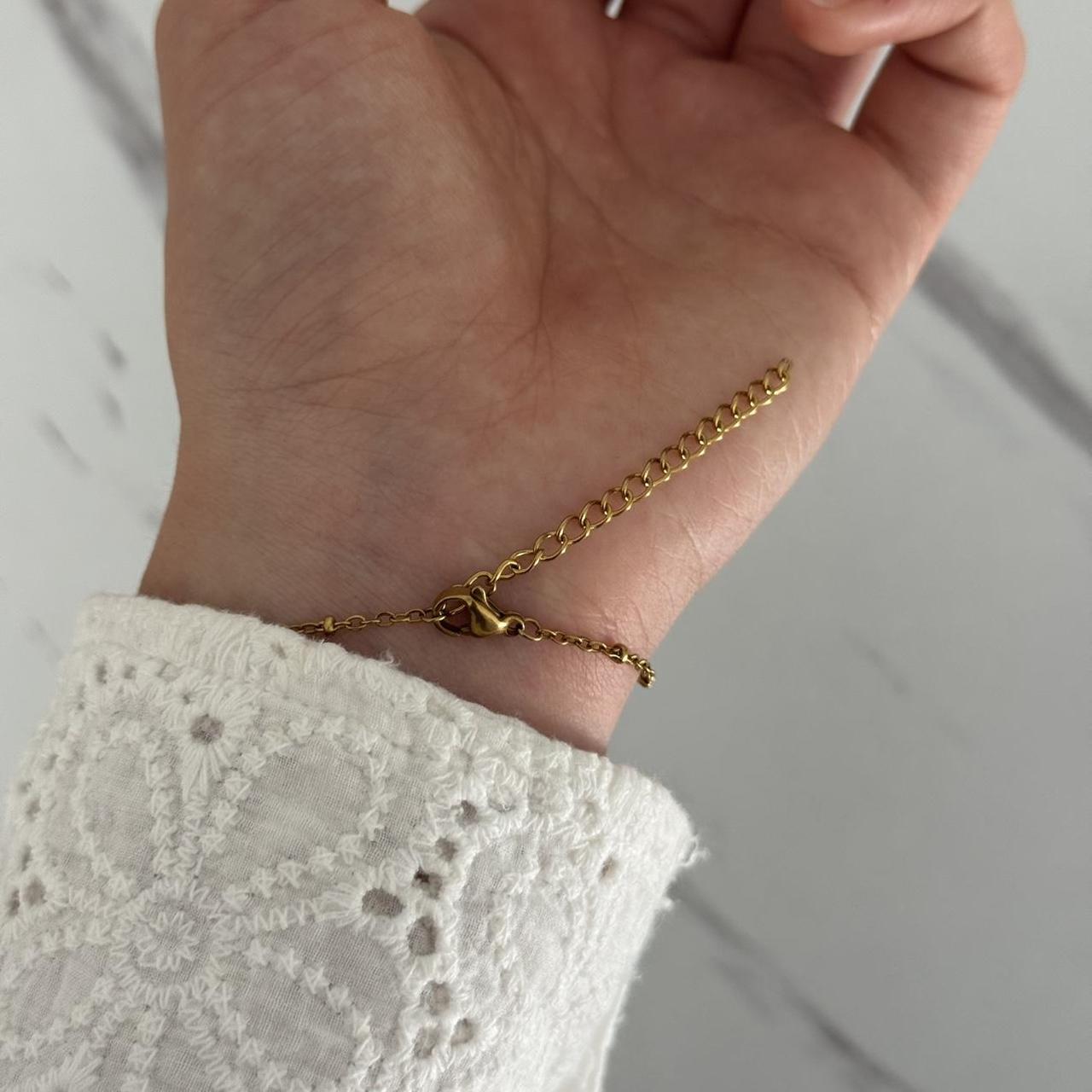 Gold/Sky Blue Aquamarine Stone Bracelet