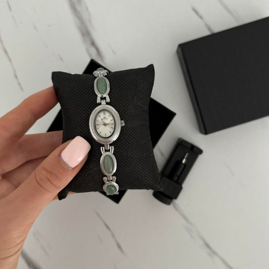 Silver/Green Watch Bracelet