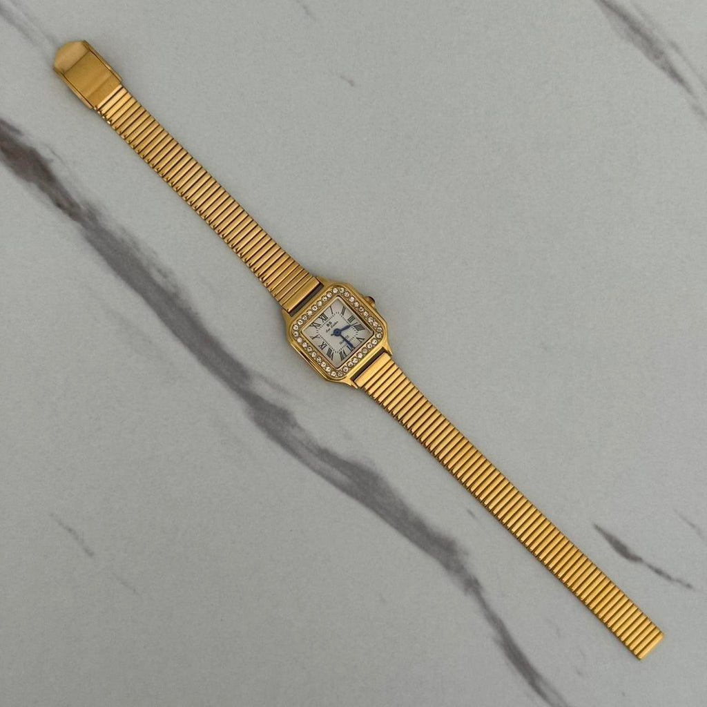 Gold Square Watch Vintage Vibe