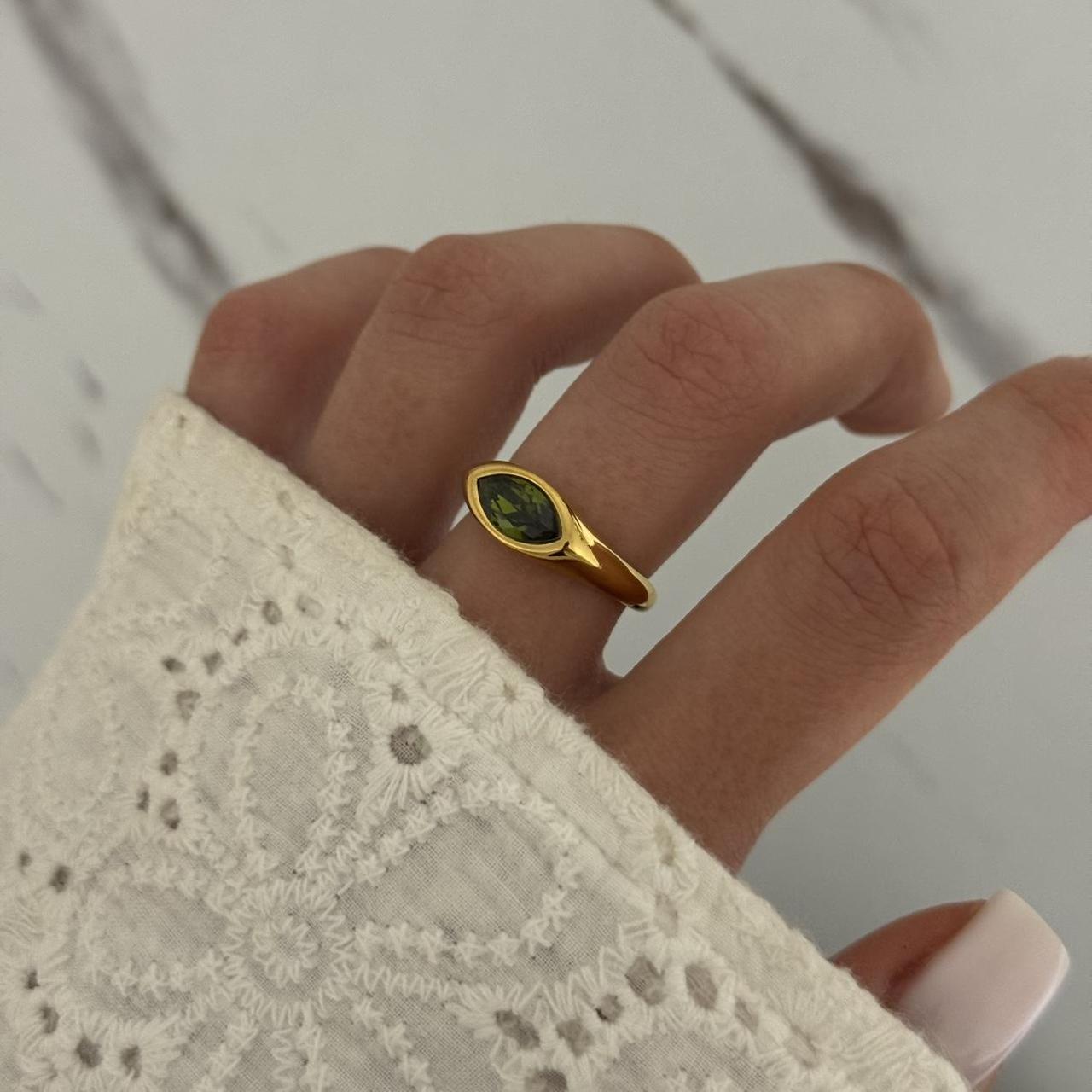 Gold Ring Green Zircon Stone