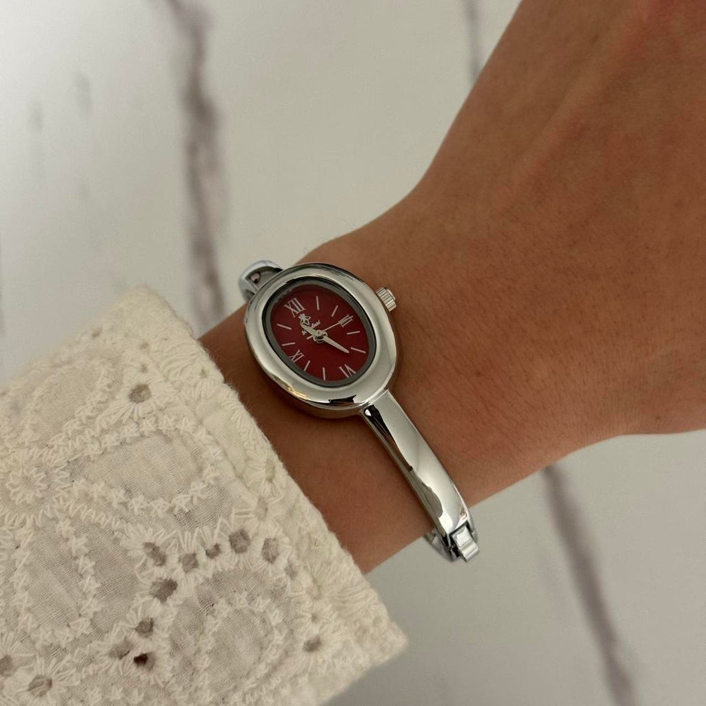Silver Burgundy Red Watch Catalina