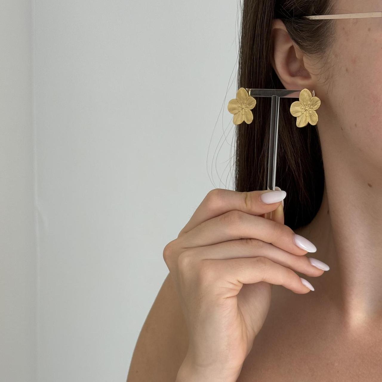 Delicate Golden Floral Earrings