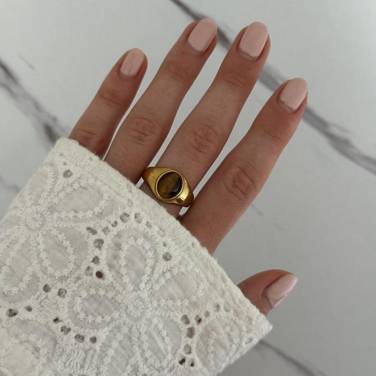 Gold Ring Brown Tiger Stone