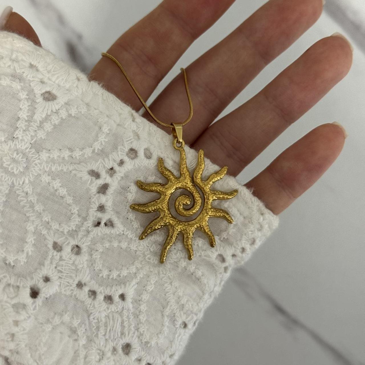 Gold Sun Pedant Necklace
