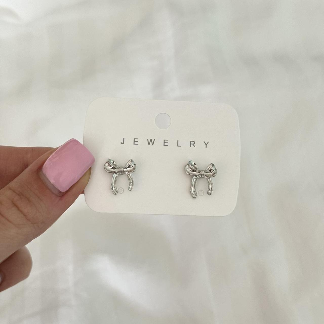 Earrings With Silver Bow