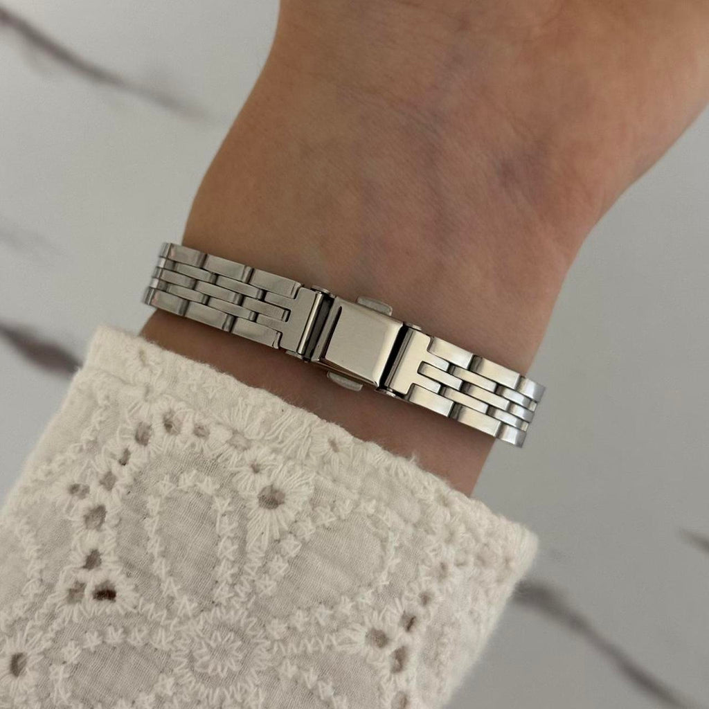 Cute ,vintage style , silver / pink watch bracelet