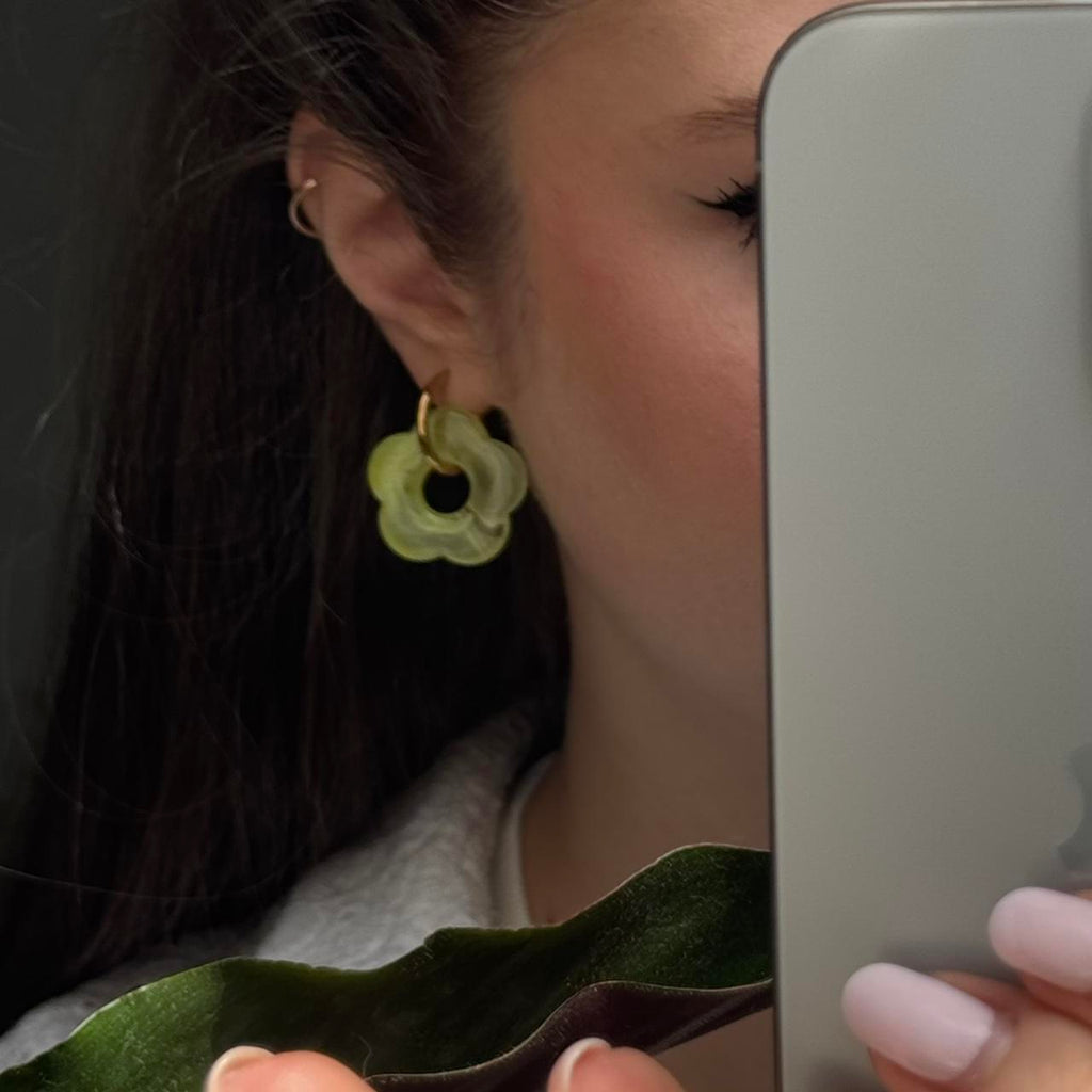 Gold/Green Hoop Earrings