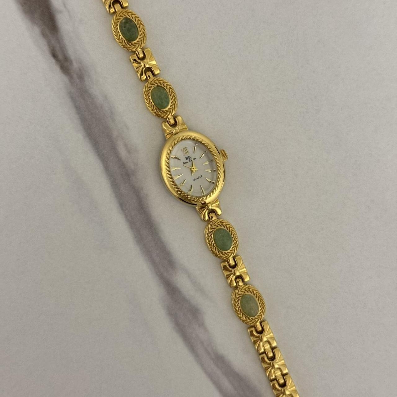 Elina Gold/Green Stones Mini Watch